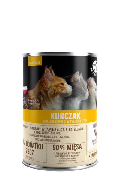 PetRepublic Kurczak Krojone Kawałki W Delikatnym Sosie Dla Kotów Sterylizowanych 400g