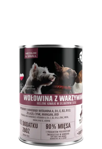 PetRepublic Wołowina Z Warzywami Krojone Kawałki W Delikatnym Sosie 400g