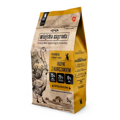 Wiejska Zagroda Sucha Karma Dla Kociąt – Indyk Z Kurczakiem, 5 kg