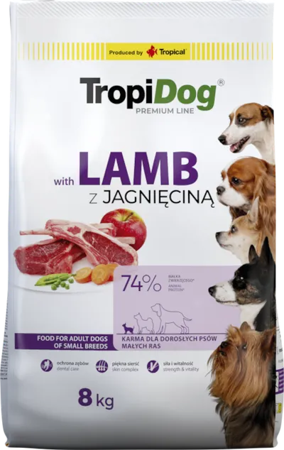 Tropidog Premium Adult Small Breeds Z Jagnięciną I Ryżem 8kg