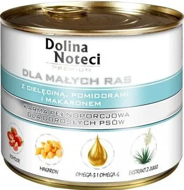 Dolina Noteci Premium Dla Psów Małych Ras Z Cielęciną, Pomidorami I Makaronem 185g