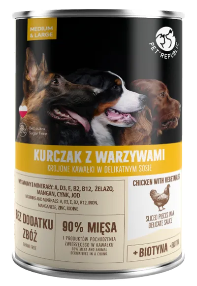 PetRepublic Kurczak Z Warzywami Krojone Kawałki W Delikatnym Sosie 1250g