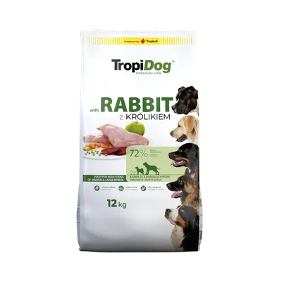 Tropidog Premium Adult Medium & Large Breeds Bogaty W Królika I Ryż 12kg