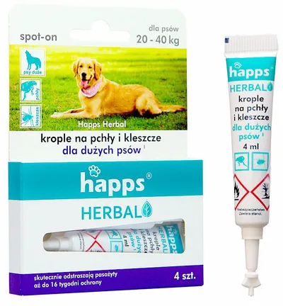 Bros Happs Herbal Krople Na Pchły I Kleszcze Dla Dużych Psów 4 Tubki