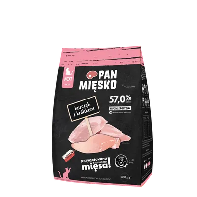 PAN MIĘSKO Kurczak Z Królikiem XS 400g Dla Kociąt