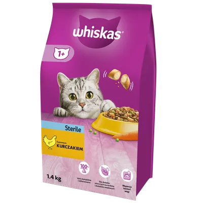 WHISKAS Sterile 1,4kg - Sucha Karma Dla Kotów Po Sterylizacji Z Kurczakiem