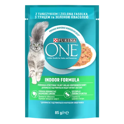 Purina One Indoor Formula Karma Dla Kota Z Tuńczykiem I Zieloną Fasolką 85g