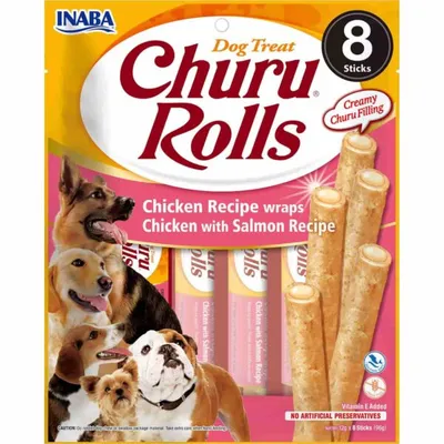 INABA Churu Rolls Dla Psa Kurczak Z Łososiem 8x12g