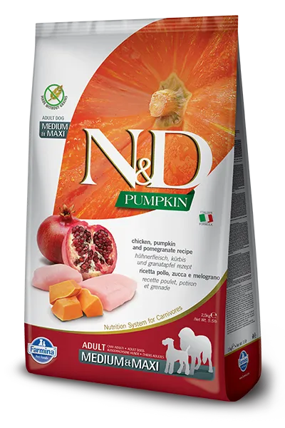 Farmina N&D Pumpkin Grain Free Canine Adult Medium&Maxi Chicken&Pomegranate 12kg