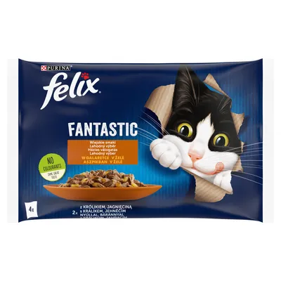 Felix Wiejskie Smaki W Galaretce Z Królikiem I Jagnięciną 4x85g