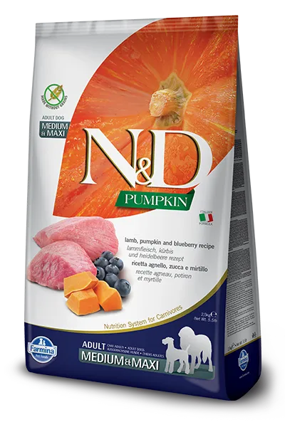 Farmina N&D Pumpkin Grain Free Canine Adult Medium&Maxi Lamb&Blueberry 12kg