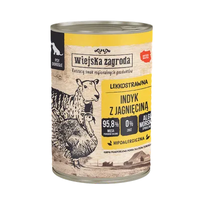 Wiejska Zagroda Indyk Z Jagnięciną 400g Dla Psa