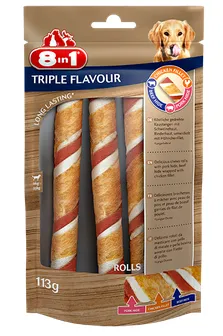 8IN1 Triple Flavour Skręcane Pałeczki Dla Psów 113g
