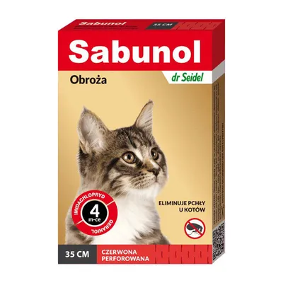 Sabunol Obroża Przeciw Pchłom Dla Kota 35cm - Czerwona