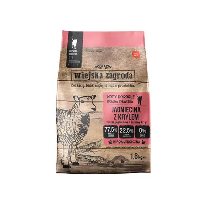Wiejska Zagroda Jagnięcina Z Krylem Dla Kota 1,6kg