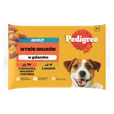 Pedigree Mokra Karma Dla Dorosłych Psów W Galaretce (Z Wołowiną, Z Drobiem) 4x100g