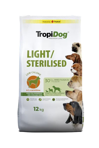 Tropidog Premium Light Sterilised Kurczak Z Ryżem 12kg