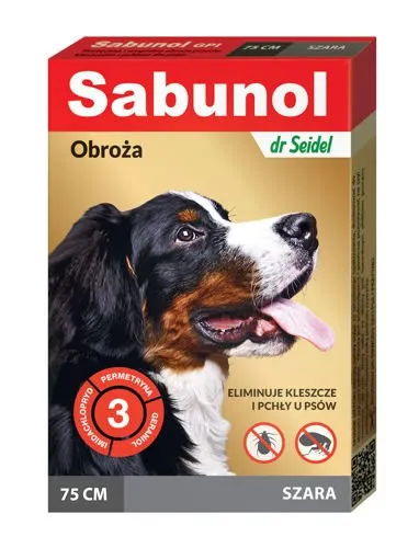 Laboratorium DermaPharm Sabunol Obroża Przeciw Pchłom I Kleszczom Dla Psa 75cm - Szara