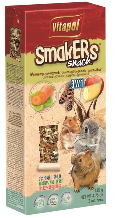 Vitapol Smakers 3w1 Dla Gryzoni I Królika (Warzywny/Świętojański/ Owocowy) 3szt
