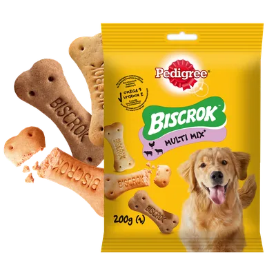 Pedigree Biscrok Ciasteczka Dla Dorosłych Psów W Kształcie Kostek Z Jagnięciną, Kurczakiem I Wołowiną 200g