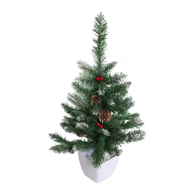 Choinka Sztuczna W Doniczce Sosna Ośnieżona 60 cm Na Biurko VENDEA