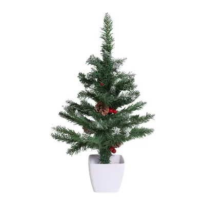 Choinka Sztuczna W Doniczce Sosna Ośnieżona 90 cm Na Biurko VENDEA