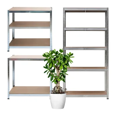 Regał Magazynowy Metalowy 2w1 5 Półek MDF VENDEA 150 x 75 x 30 cm