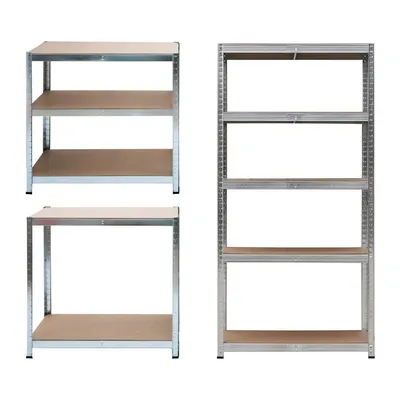 Regał Magazynowy Metalowy 2w1 5 Półek MDF VENDEA 150 x 75 x 30 cm