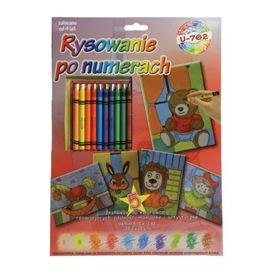 Kolorowanka Klasyczna Po Numerach Z Kredkami Świecowymi 5 Kart TUM-TUM
