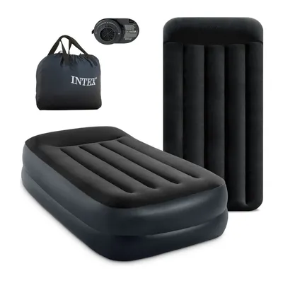 INTEX Jednoosobowy Materac Dmuchany Welurowy Z Pompką 99 x 191 x 42 cm