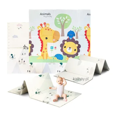 Dwustronna Składana Edukacyjna Mata 180 x 200 cm Safari TUM-TUM