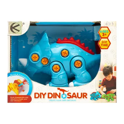 Kolorowy Dinozaur Do Skręcania Z Śrubokrętem 17 cm Plastikowy TUM-TUM