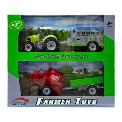 Traktor Zabawkowy Realistyczny Z Przyczepami 19 cm TUM-TUM - Zielony