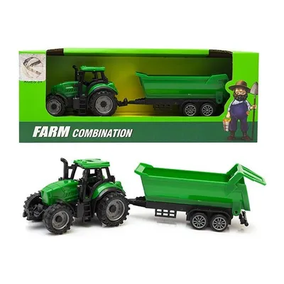 Traktor Z Przyczepą TUM-TUM Dla Małego Farmera Realistyczny - Zielony