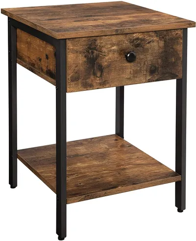 Stolik Boczny MEBLIVA Range Rustykalny Brąz 40 x 40 x 55 cm - Kawowy