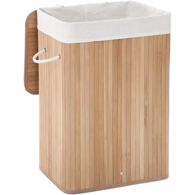 Kosz Na Pranie Bambusowy Naturalny SELLTEO Reggio 40 x 30 x 60 cm