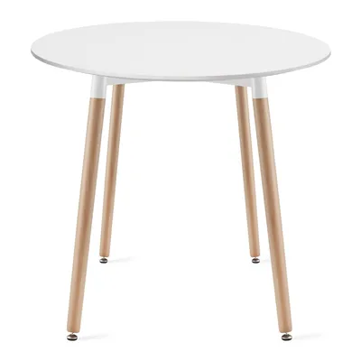 Stół MEBLIVA TOMIN Okrągły 80cm - Biały Naturalne Nogi
