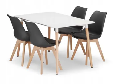 Zestaw Stół Prostokątny ADRIA 120x80cm Biały + 4 Krzesła MARK Czarne MEBLIV