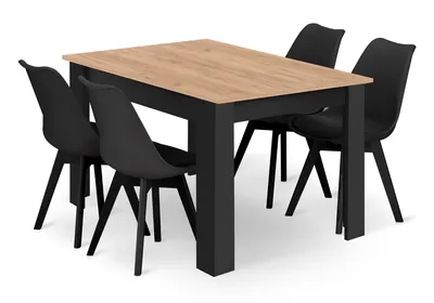 Zestaw Stół Prostokątny 120x80cm Craft + 4 Krzesła MARK MEBLIVA - Czarne