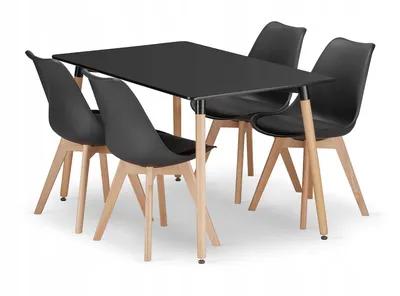 Zestaw Stół Prostokątny ADRIA 120x80cm Czarny + 4 Krzesła MARK Czarne MEBLI