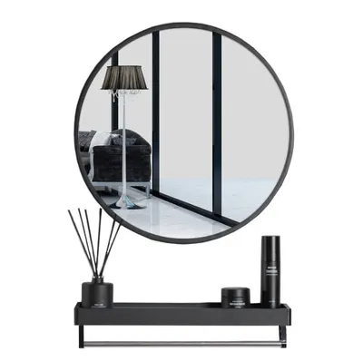Lustro Z Półką 80cm MEBLIVA - Czarne