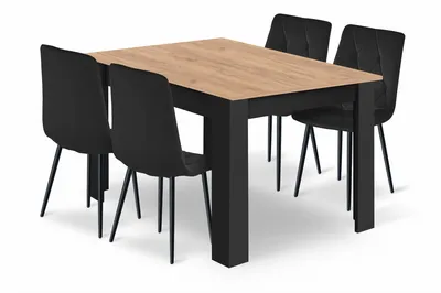 Zestaw Stół NP 120x80cm Craft Czarny + 4 Krzesła LIBRA Czarne MEBLIVA