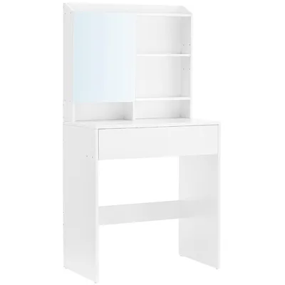 Toaletka Z Lustrem Drewniana 70 x 40 x 136 cm RDT118W01 - Biała