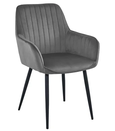 Krzesło MEBLIVA Mini Aksamitne Ciemny Szary Czarne 42 x 45.5 x 83.5 cm