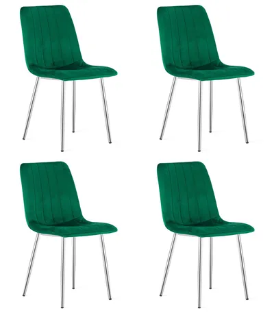 Krzesło MEBLIVA GUSE - Aksamit Zieleń Nogi Chrom 4 szt
