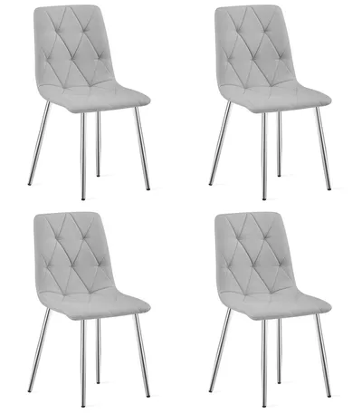 Krzesło MEBLIVA KIFAR - Materiał Szary Jasny Nogi Chrom 4 szt
