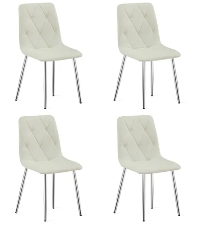 Krzesło MEBLIVA KIFAR - Materiał Beż Nogi Chrom 4 szt
