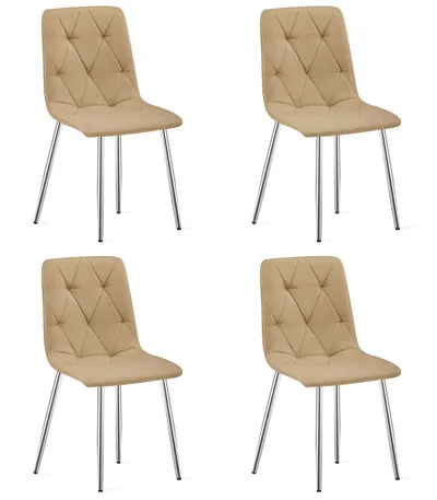 Krzesło MEBLIVA KIFAR - Materiał Brąz Nogi Chrom 4 szt