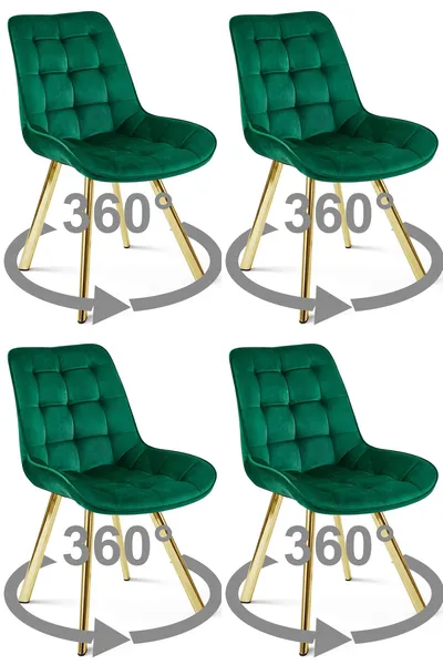 Krzesło MEBLIVA TANUL 360 - Aksamit Zieleń Nogi Złote 4 szt