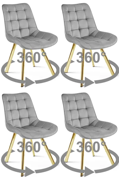 Krzesło MEBLIVA TANUL 360 - Aksamit Szary Jasny Nogi Złote 4 szt